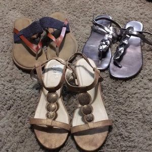 Three pairs ladies sandals Sz 8